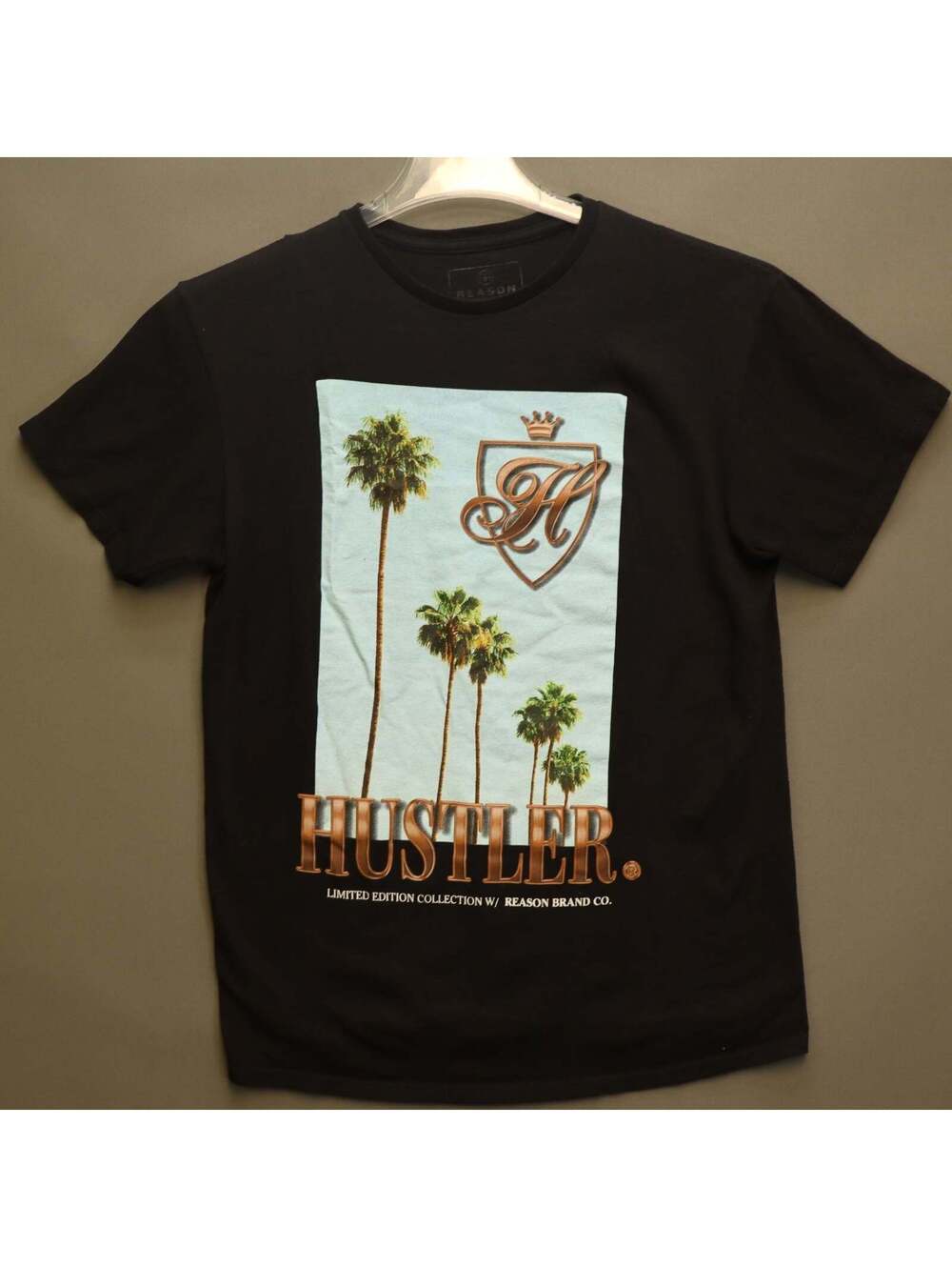 Reason x Hustler Graphic T-Shirt Mens Medium Black Palm Trees California Tee